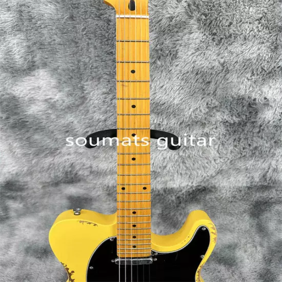 Solid Body Tele Yellow Electric Guitar Maple Fretboard Pickup Chrome Hardware