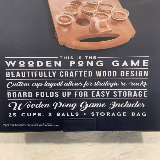 Wooden Party Drinking Pong Game Mini Table Game By Hammer + Axe NIB See Photos