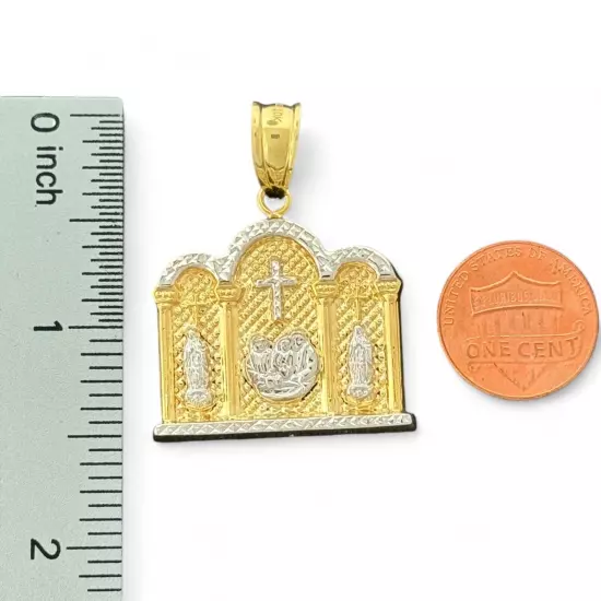 10KT Two Tone Gold Virgin Marry, Jesus & Baptism Pendant - 4.2 Grm, Brand New