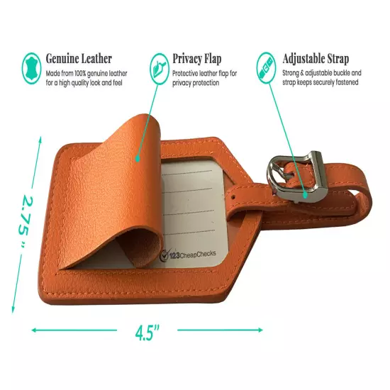 Genuine Top Grain Leather Luggage Tag