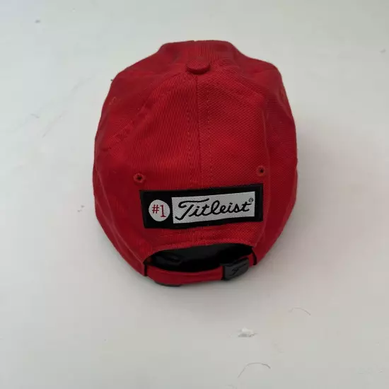 Titleist Pro V1 Foot Joy Hat Mens Red White Adjustable Strapback Cap #1 Golf