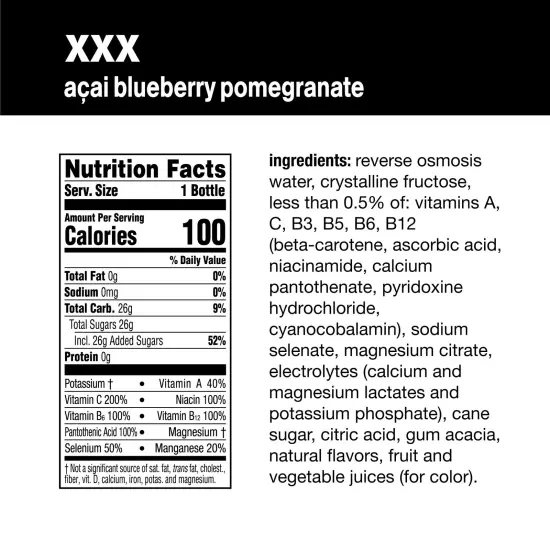 vitaminwater xxx electrolyte enhanced water w/vitamins açai-blueberry-pomegra...