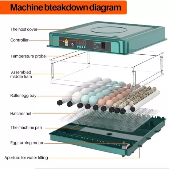 Automatic Egg Incubator 10-130 Egg Digital Poultry Hatcher Machine