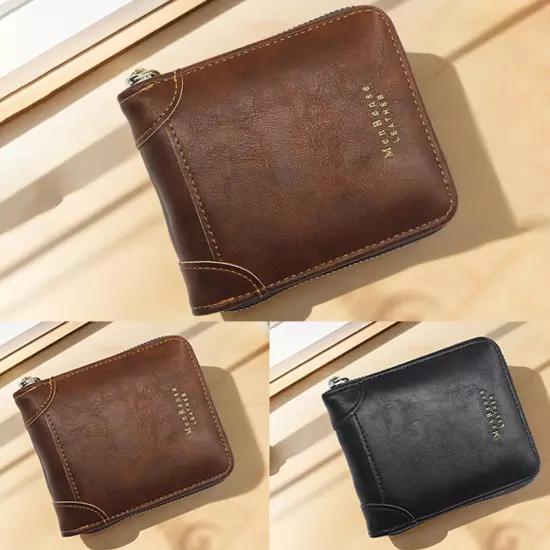 New Men's Wallet Fashion Large Capacity Vintage Men's Zip Money Clip^