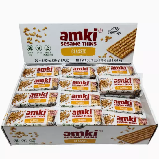 Amki Sesame Thins Classic, 36 x 1.05oz (30g) Packs-Free Shipping-Expiration 2026