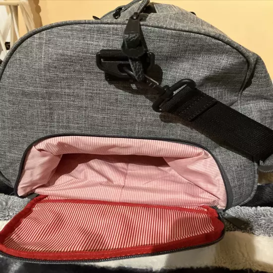 Herschel novel Duffel - New Raven X Gray With Red & White Stripped Inside