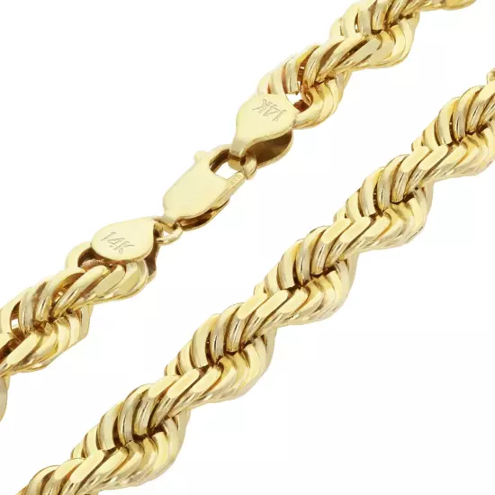 14K Yellow Gold 2mm-10mm D/C Rope Chain Bracelet Mens Women 7" 7.5" 8" 8.5" 9"