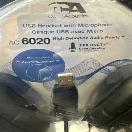 NEW CYBER ACOUSTICS AC-6020 HEADBAND HEADPHONES