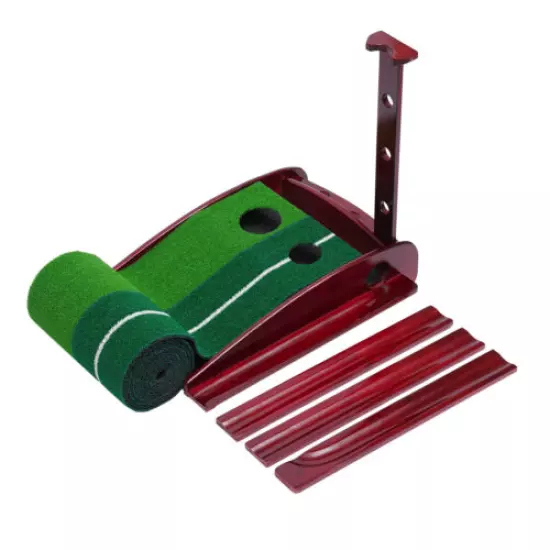 Golf Putting Green Mat Training Aid 118" w/ Solid Wood Base + Pp Two-color Grass