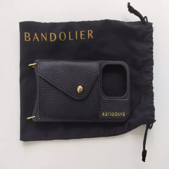 BANDOLIER HAILEY Crossbody Phone Case in Black/Gold IPHONE 15 PRO