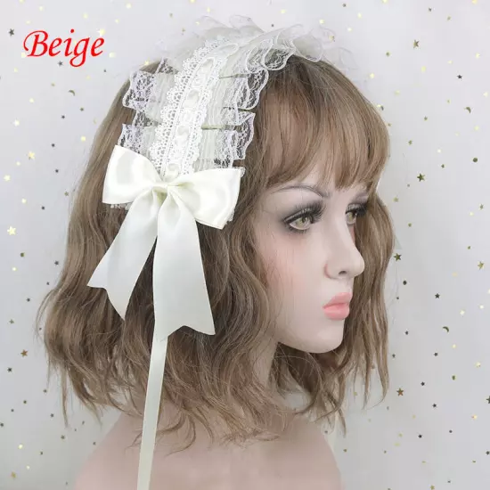 Lolita Lace Hair Hoop Women Girl Cosplay Headband Women Bowknot Hair Accessory