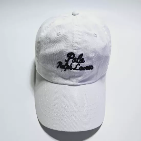 Polo Ralph Lauren Men's Cursive Script Chino Twill Baseball Ball Cap White Hat 