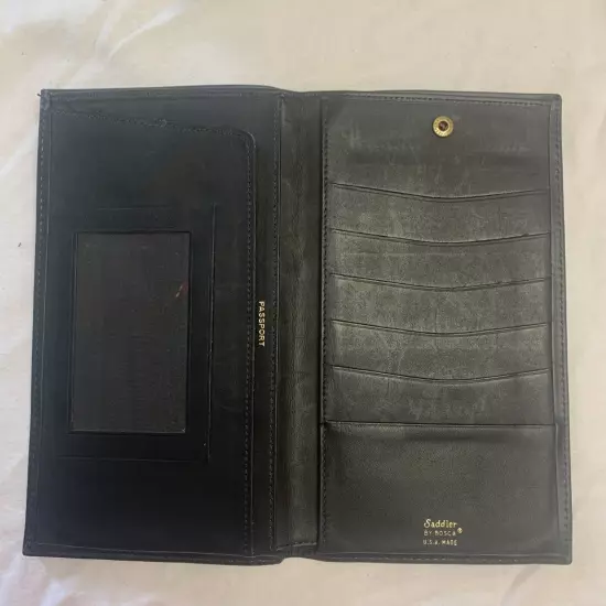 Saddler Bosca Passport Travel Wallet Black Leather; Used