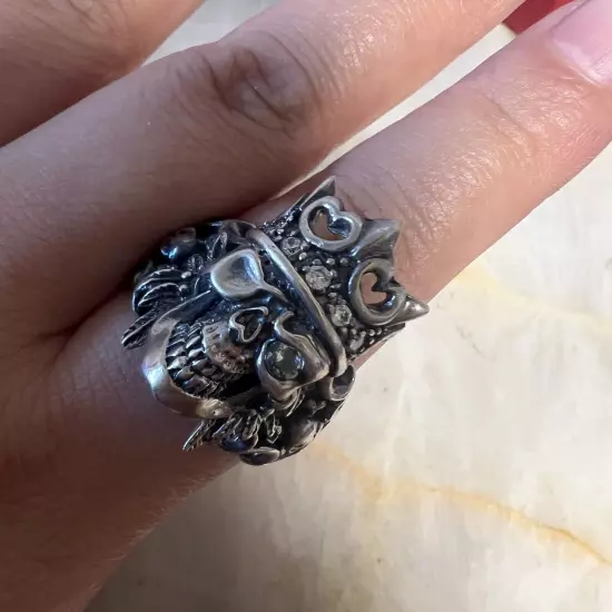 Vintage Japanese BU-BOON Sterling Silver Skull Ring Sterling Silver Size 11 