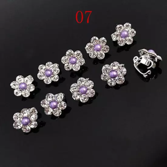 10PC Mini Claw Clamp Sweet Girls Hair Clip Metal Rhinestone Crystal Flower WOMEN