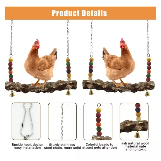 4 Pack Chicken Bird Swing,Natural Wooden Swing Toys,Wood Stand for Chick,4280