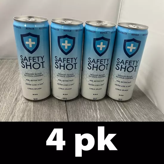 4pk Safety Shot Drink Reduce BloodAlcohol Content Citrus Splash 12oz ea Exp 3/25