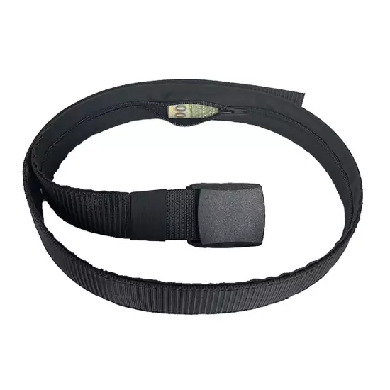 New 1.2M Travel Security Money Belt Hidden Money Pocket Black Nylon Waist Belt