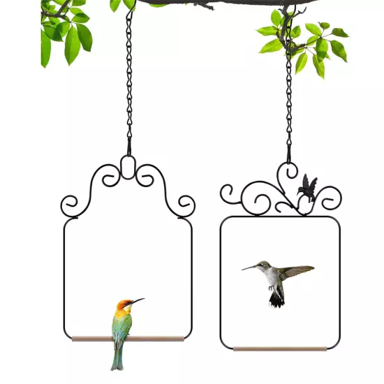 Bird Swings and Perches Frame 2 Pack, Wild Bird Swing Outdoor Bird Perch8327