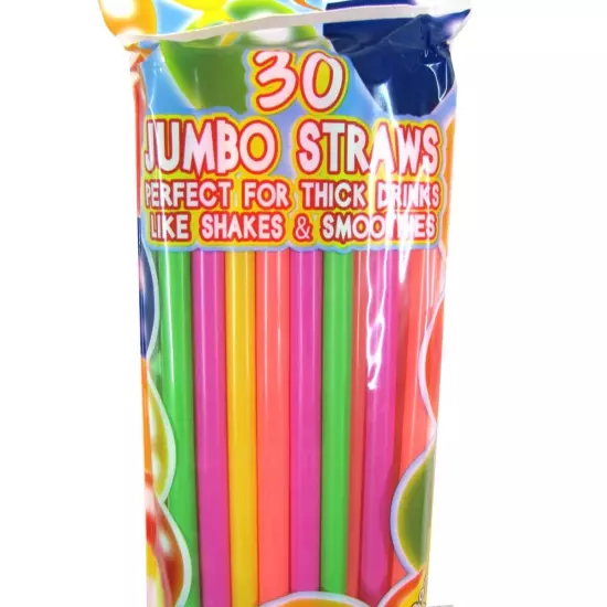 90 Jumbo Wide Disposable Plastic Party Drinking Smoothie Boba Bubble Tea Straws