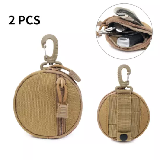 2PCS Military Coin Purse Outdoor Molle Pouch Earphone USB Storage Bag Round Case