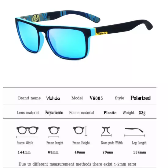 VIAHDA Square Polarized Sport Sunglasses Men Driving Fishing Fashion Glasses Hot