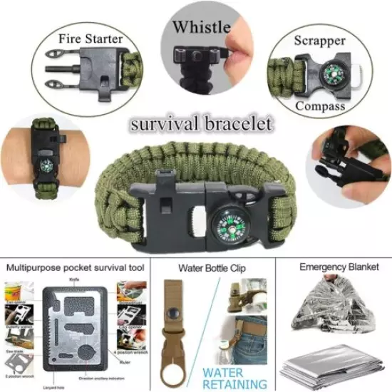 Outdoor Camping Survival Kit Emergency Tactical Gear SOS Backpack Military EDC