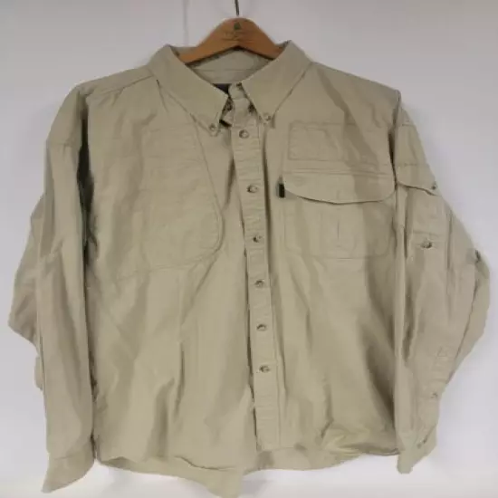 Beretta Hunting Shooting Shirt Khaki Padded Cotton Long Sleeve XXL Ex Cond 