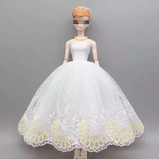 1/6 Doll Clothes Outfits Floral Lace Wedding Dress Gown 11.5" Dolls Accessories