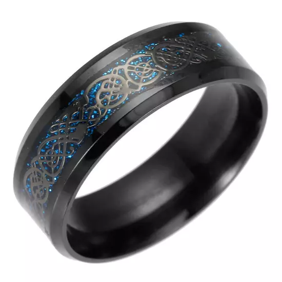 11 Colors Real Stainless Steel Man Silver Gold Black Celtic Dragon 8mm Band Ring