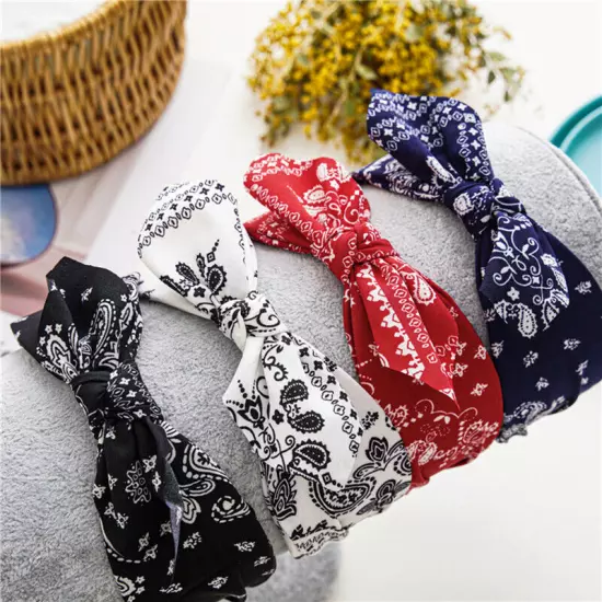 Women Headband Boho Floral Alice Band Fashion Twist Knot Headbands Soft Hairband