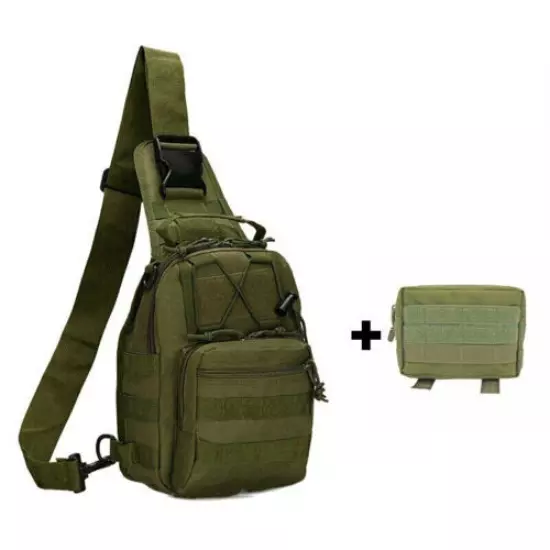 Tactical Shoulder Bag Molle Messenger Pack + Molle Pouch EDC Tool Kit Accessory