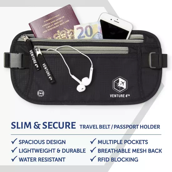 VENTURE 4TH RFID Money Belt for Travel: The Trusted Hidden Waist Stash