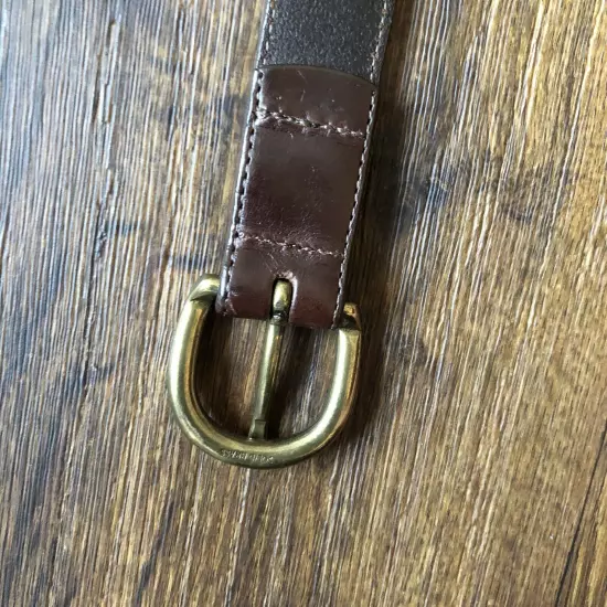 Men's LL Bean Leather and Solid Brass Brown Belt Made In USA Size 30