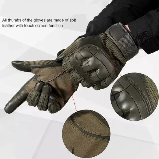 Men's Tactical Gloves Touch Screen Windproof Full Finger Gloves Army Military US