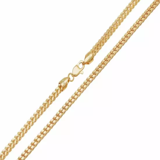 Solid 10k Yellow Gold 1mm-5mm Wheat Round Franco Chain Pendant Necklace 16"- 30"