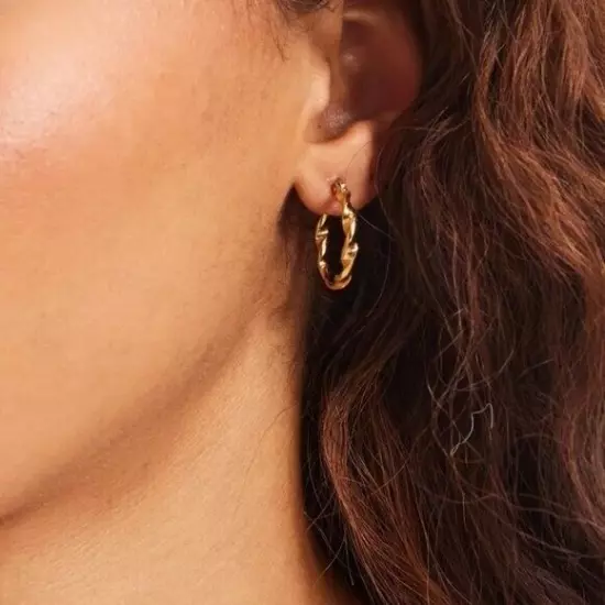 Gold Twist Hoop Earrings Waterproof trendy Hoops Gold Twisted Hoops Waterproof