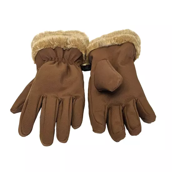 HEAD Ladies Brown/Carmel/Tan Gloves with Faux Fur Cuffs very warm sz Med