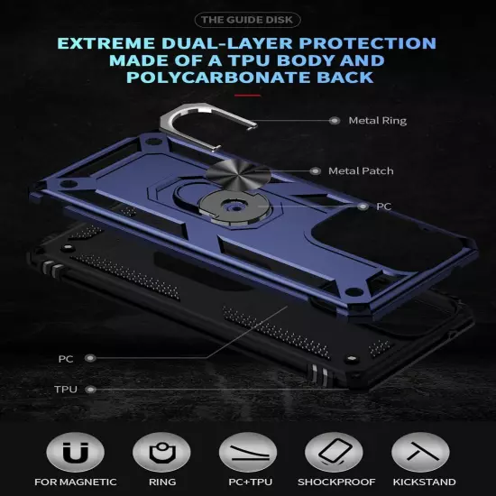 For Motorola Moto G Stylus 5G 2024 Phone Case Cover Ring Stand + Tempered Glass