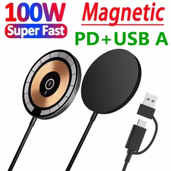 100W Magnetic Wireless Charger for iPhone 15 14 13 & AirPods – Fast Charging