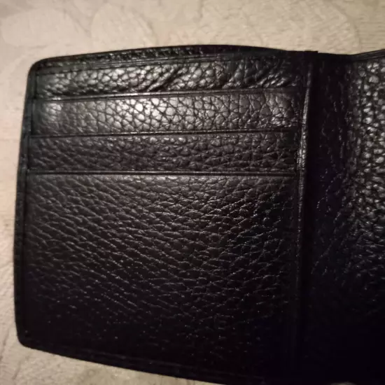 Vintage Men’s Vertical Wallet Bifold Pebbled Black Leather Cards Cash Slot