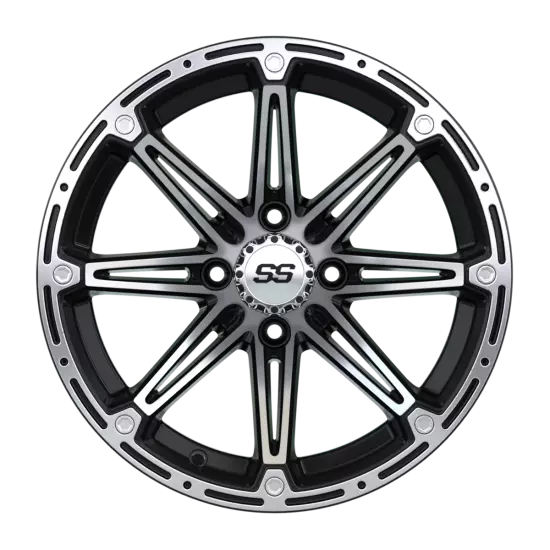 Set of 4 GTW 14" Element Machined/Black Golf Cart Wheels on 19" Street Tires