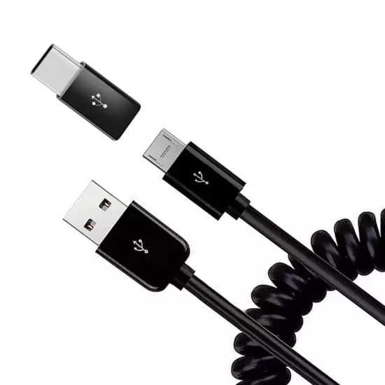 For Samsung Galaxy Z Fold6 - Charger Cord Coiled USB Cable Micro-USB to USB-C