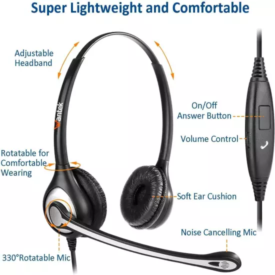 Cell Phone Headset with Microphone Noise Cancelling Call Controls 3.5mm Computer