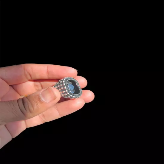 turkish black zircon 925 silver ring