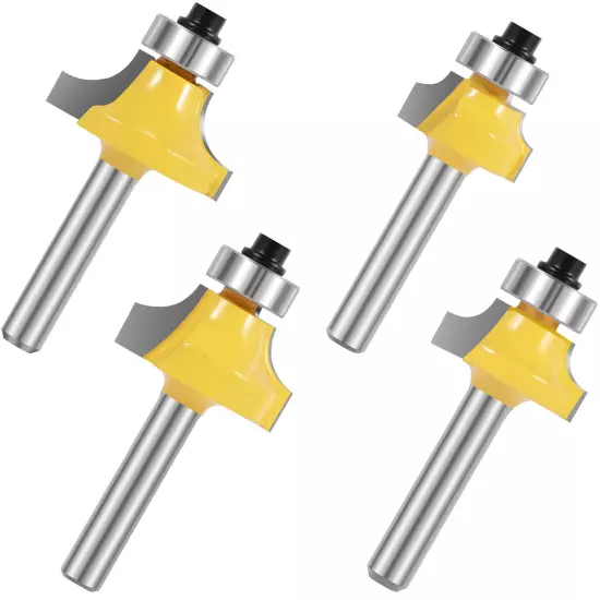 4Pcs 1/4" Shank Roundover Router Bit Set Corner Edging Router Bit Woodworkingφ