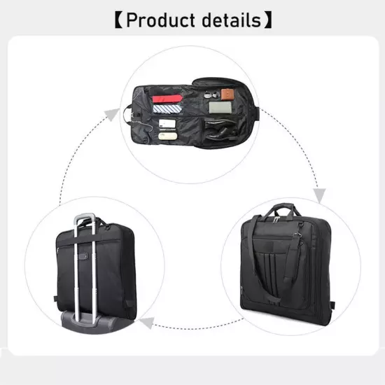 2 in 1 Hanging Suitcase Luggage Bags For Travel Foldable Carry On Black' W5X0