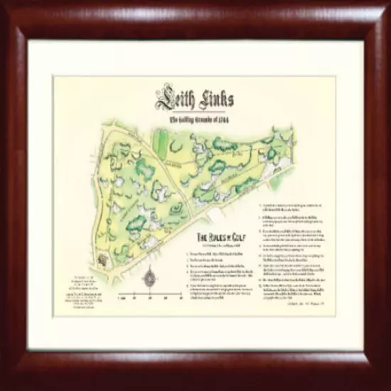 Leith Links Course Plan - Original Golf Rules Framed Print - Golf History Gift