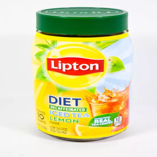 4 Lipton DIET DECAFFEINATED Iced Tea LEMON Flavor Mix 3 oz jar Makes 10 Quarts