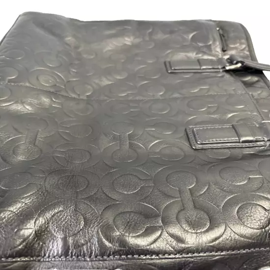 COACH Embossed Op Art Leather Business Tote Calf Leather 70253 Black